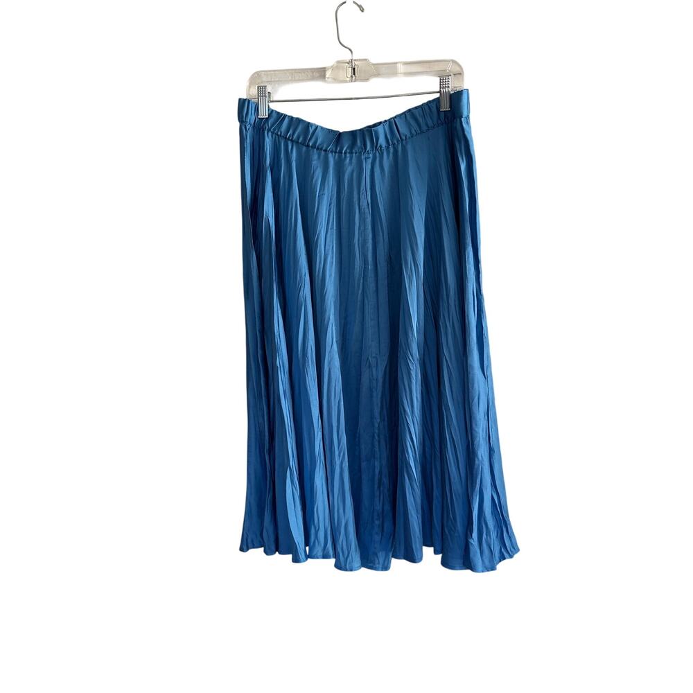J.Jill Cobalt Blue Accordion Pleated Satin Midi Skirt M - Picture 6 of 7